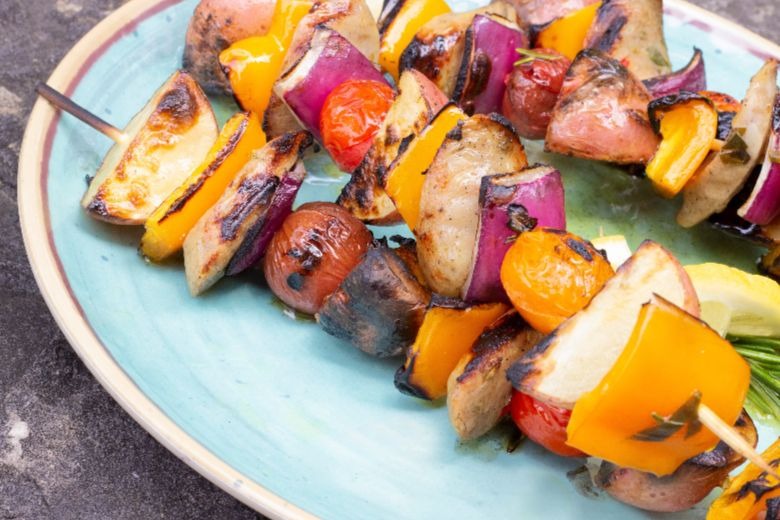 Michigan Potato Kabobs on plate