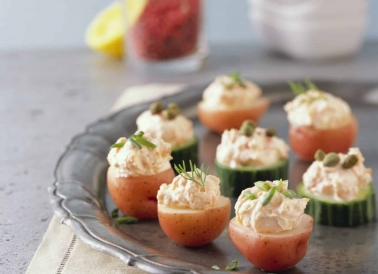 Red Potato and Cucumber Bites