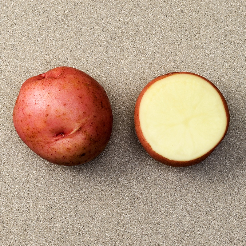 A red potato cut in half