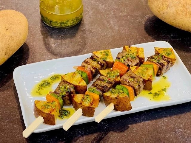 Potato and Steak Kebabs