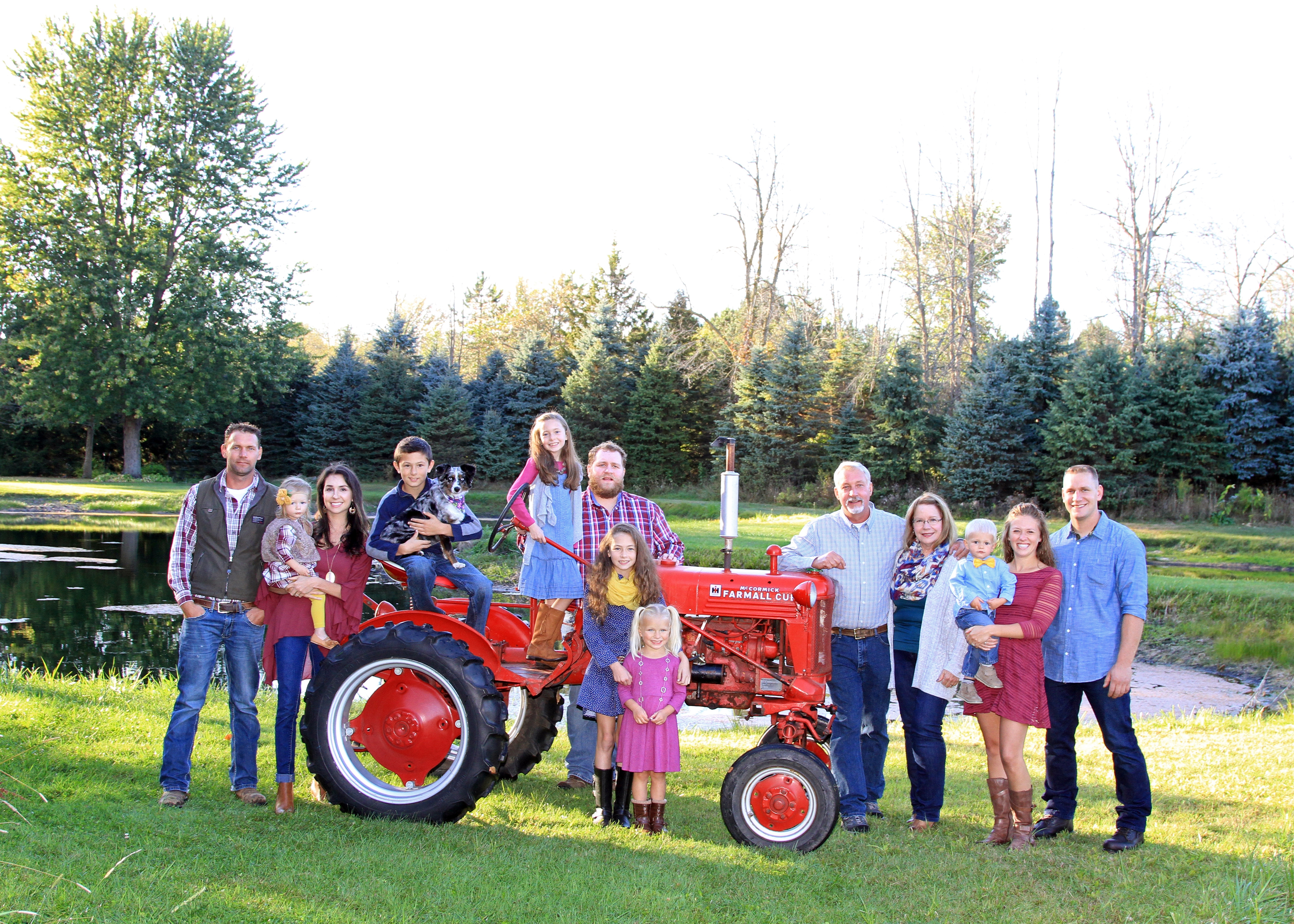 Family on tractor